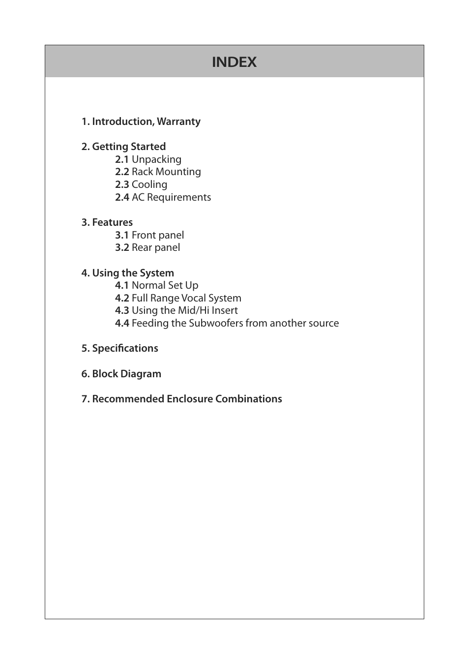 Index | KV2 Audio VHD2000 User Manual | Page 4 / 24