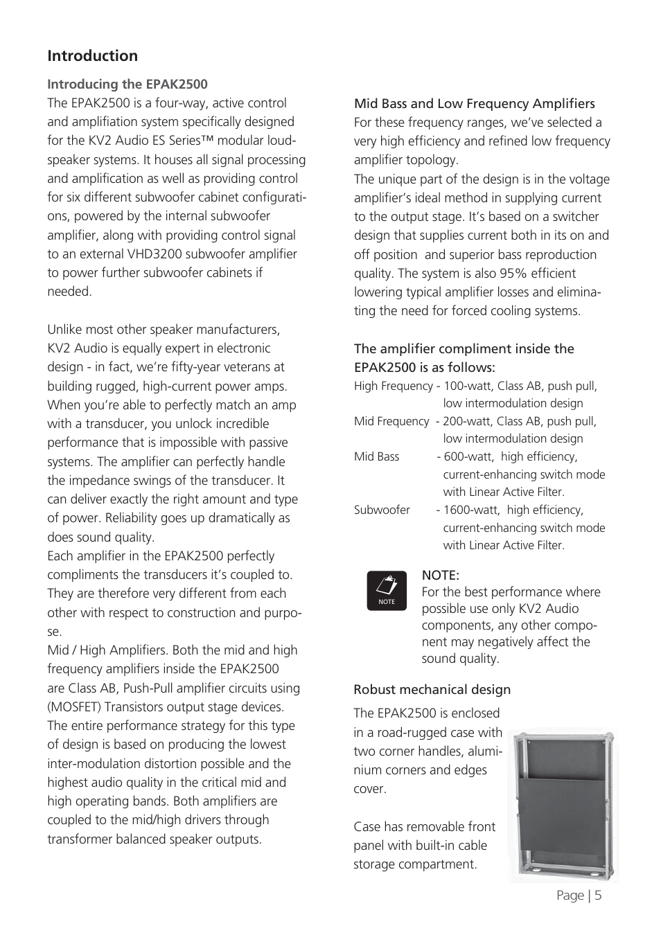 Introduction | KV2 Audio EPAK2500 User Manual | Page 5 / 16