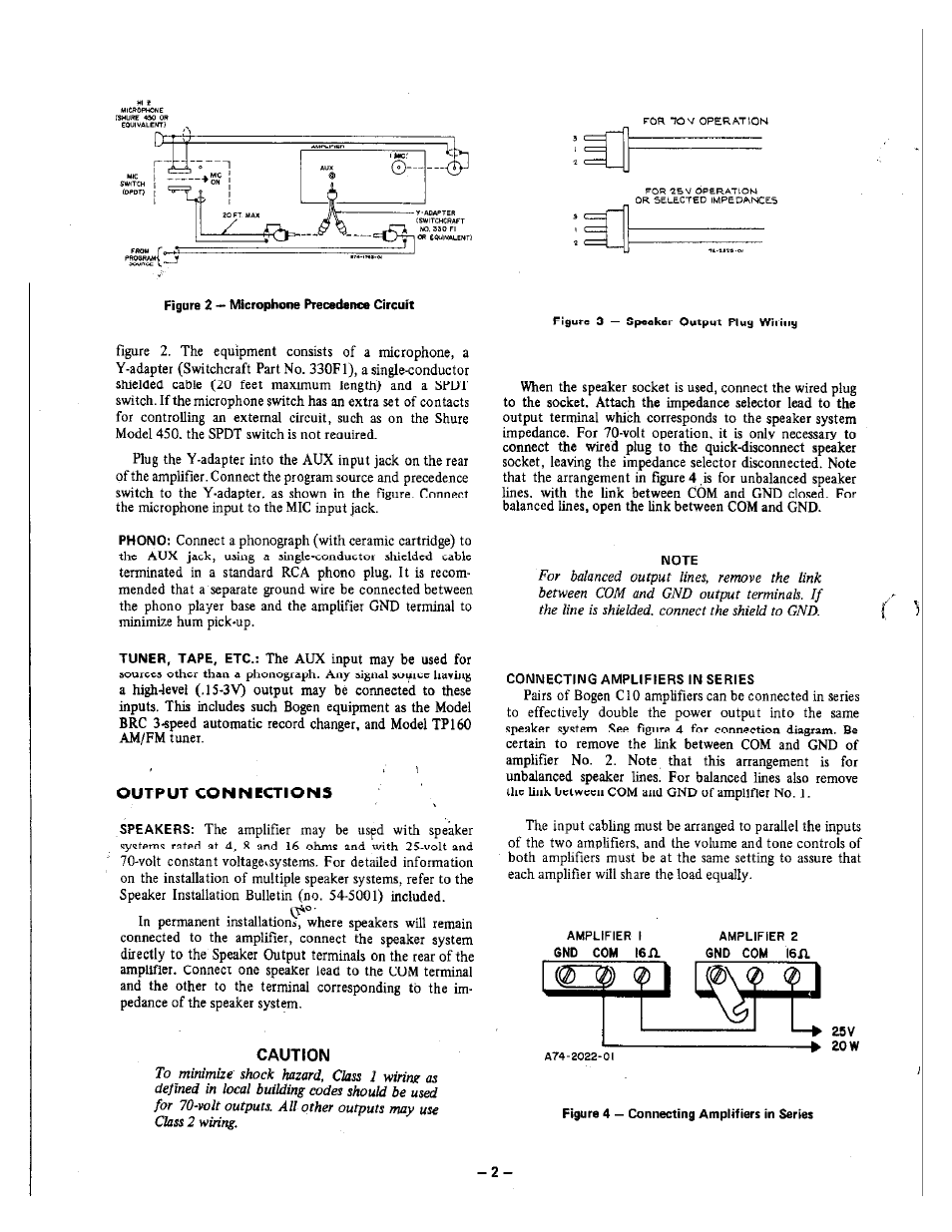 Caution | Bogen CHALLENGER SOLID STATE SERIES C10 User Manual | Page 2 / 4