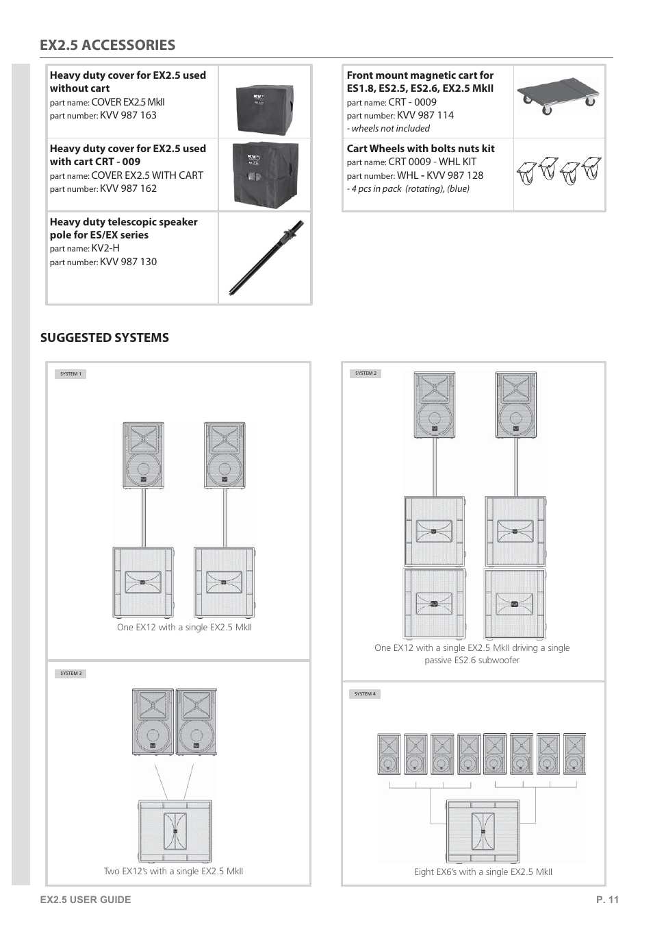Ex2.5 accessories, Suggested systems | KV2 Audio EX2.5 User Manual | Page 11 / 12