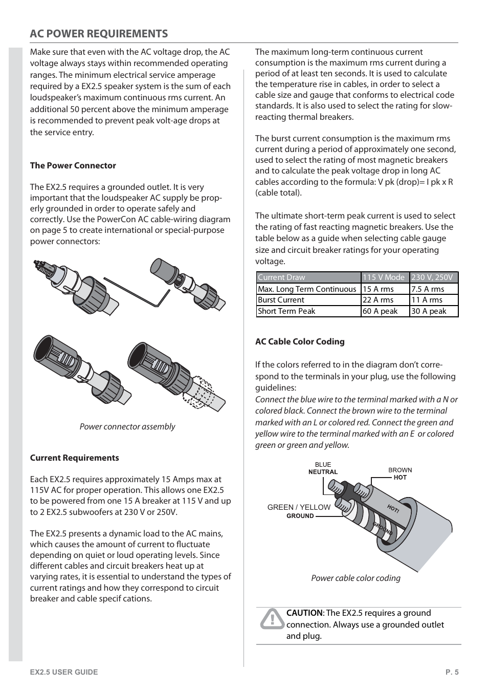 Ac power requirements | KV2 Audio EX2.5 User Manual | Page 5 / 12