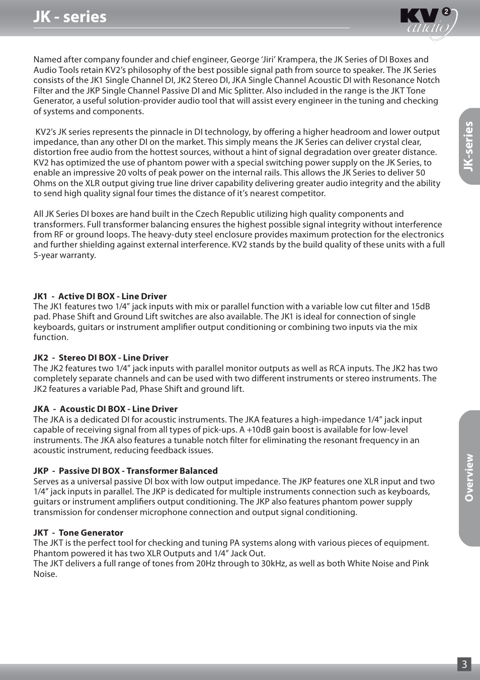 Jk - series, Jk -series | KV2 Audio JKP User Manual | Page 3 / 16