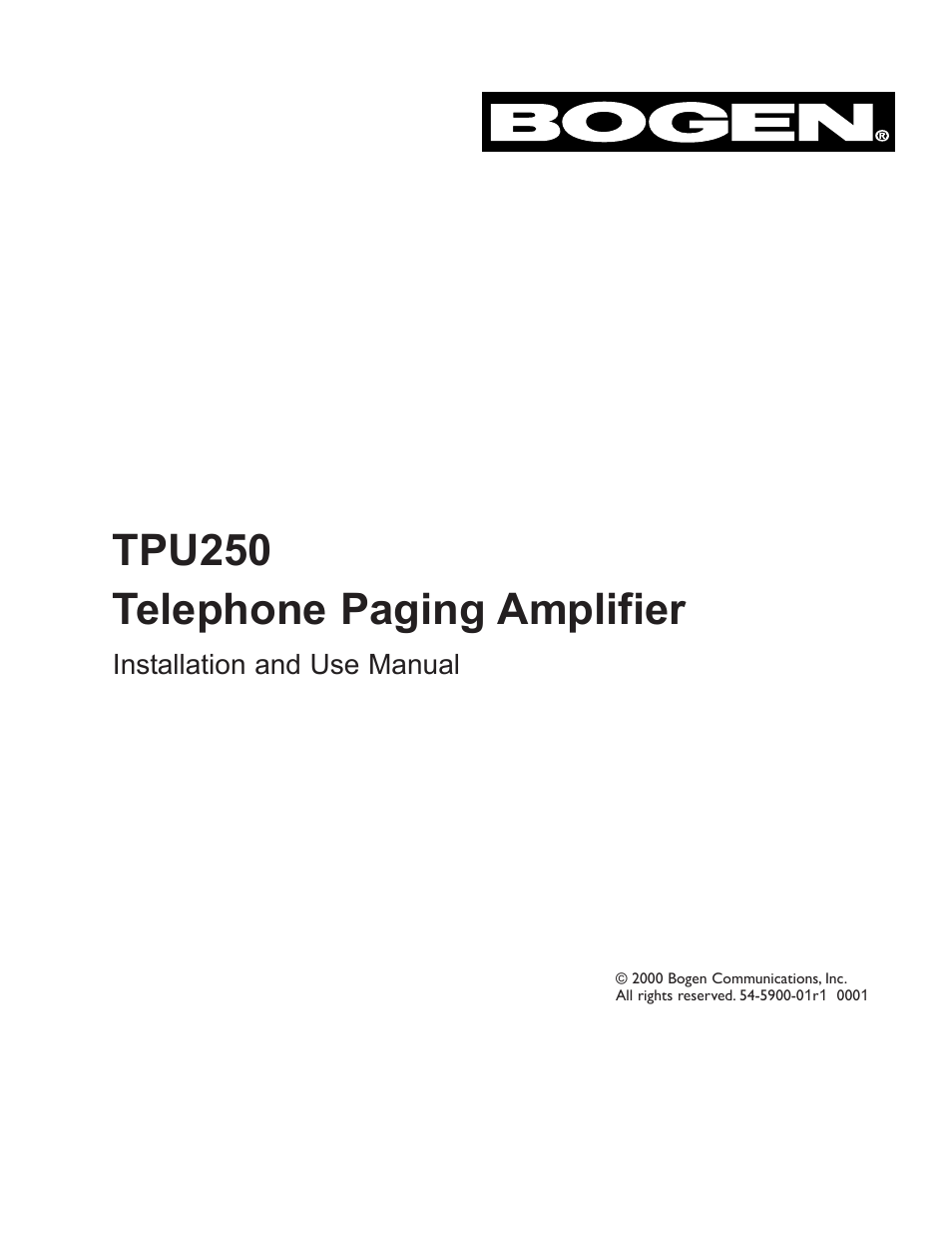 Bogen TPU250 User Manual | 12 pages