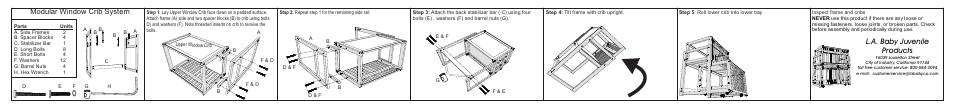 L.a. baby juvenile products, Modular window crib system | L.A. Baby Modular Window Crib CW-755-HW User Manual | Page 3 / 3