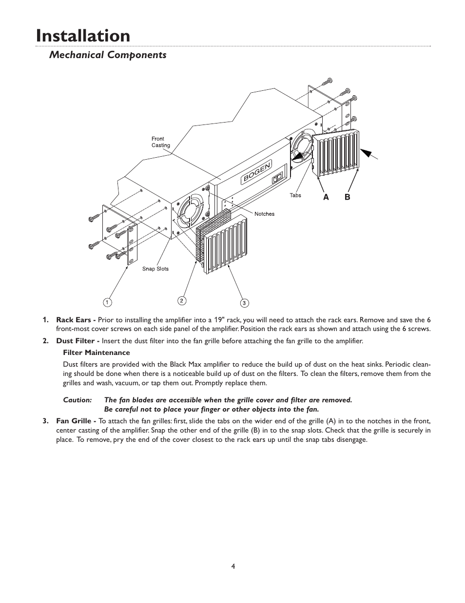 Installation, Mechanical components | Bogen X300 User Manual | Page 8 / 16