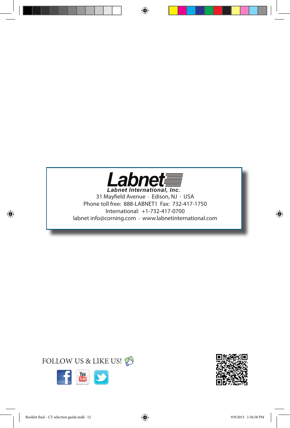 Follow us & like us | Labnet Constant Temperature Selection Guide User Manual | Page 12 / 12