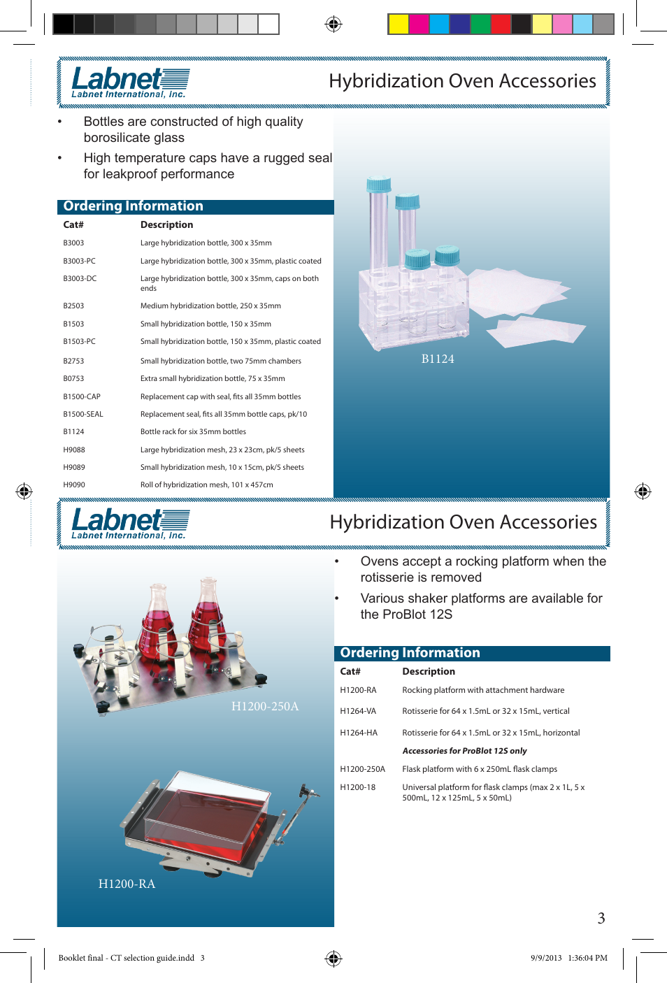Hybridization oven accessories, Ordering information | Labnet Constant Temperature Selection Guide User Manual | Page 3 / 12