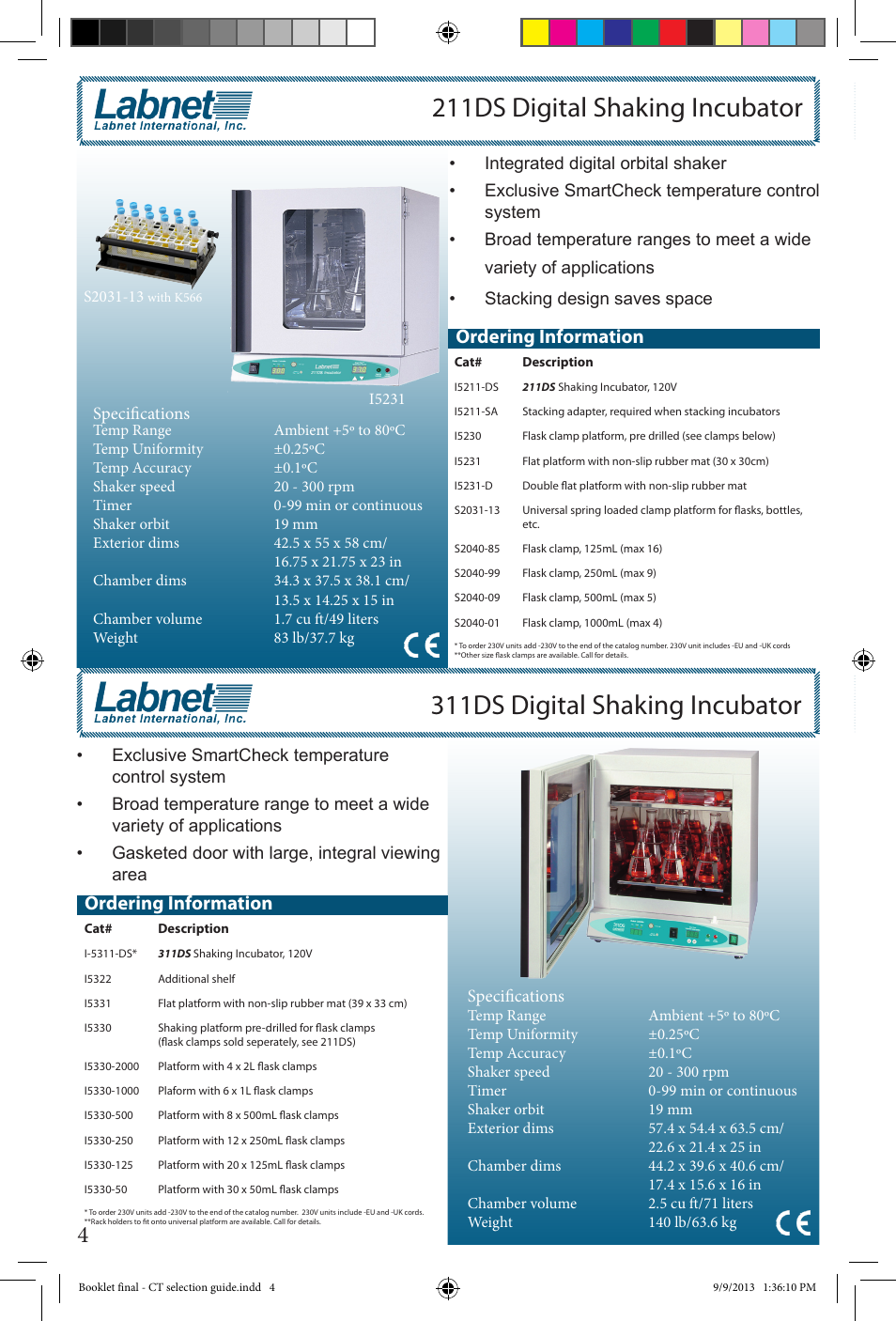 311ds digital shaking incubator, 211ds digital shaking incubator, Ordering information | Labnet Constant Temperature Selection Guide User Manual | Page 4 / 12