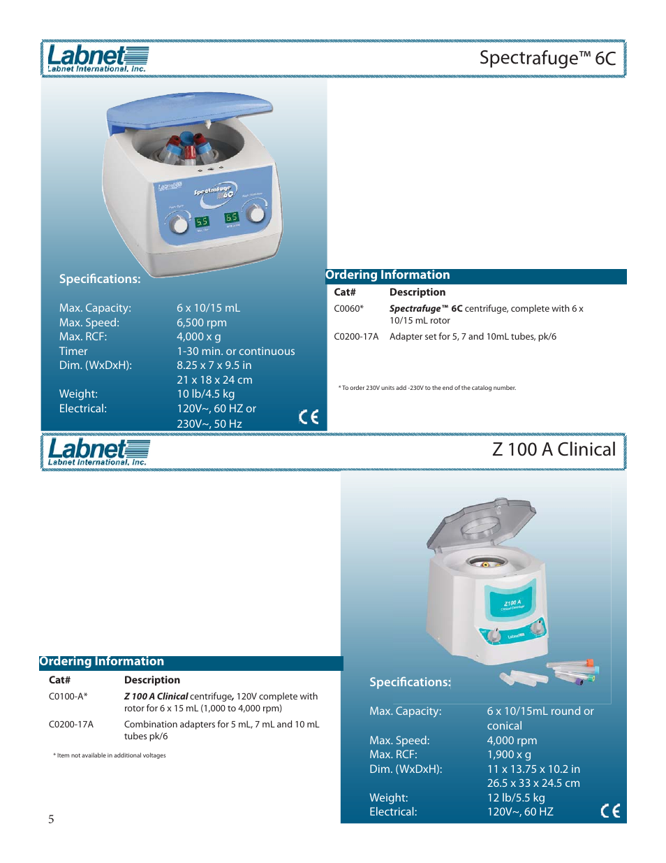 Spectrafuge™ 6c, Z 100 a clinical | Labnet AccuTherm Microtube Shaking Incubator User Manual | Page 6 / 12