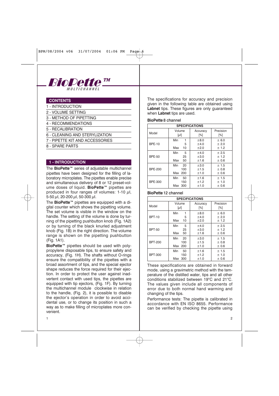 Labnet Biopette A Autoclavable Multichannel Pipettes User Manual | Page 4 / 8