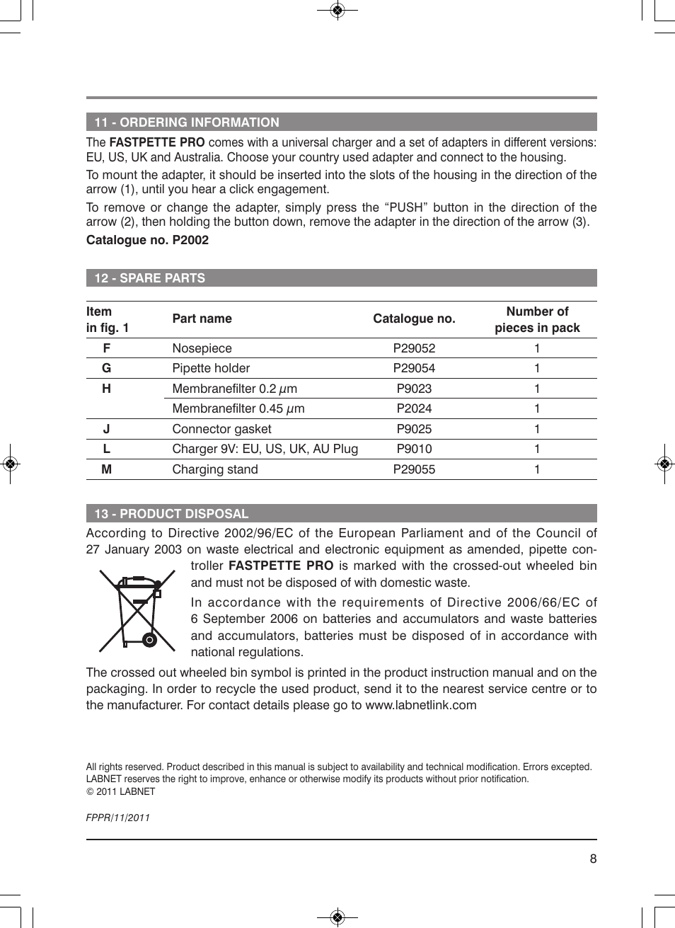 Labnet FastPette Pro - Ultimate Pipette Controller User Manual | Page 11 / 12