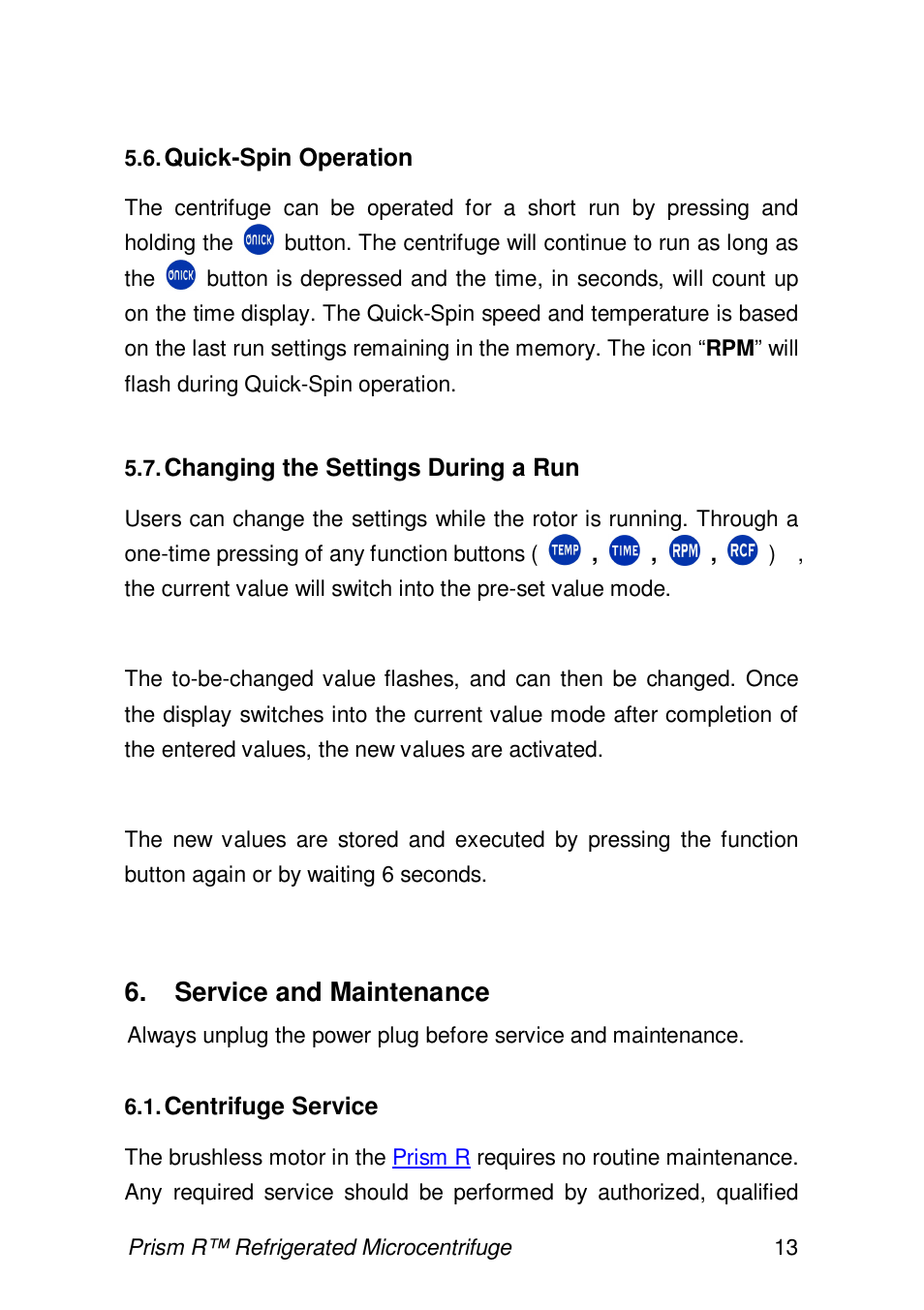 Service and maintenance | Labnet Prism R Refrigerated Microcentrifuge User Manual | Page 16 / 24