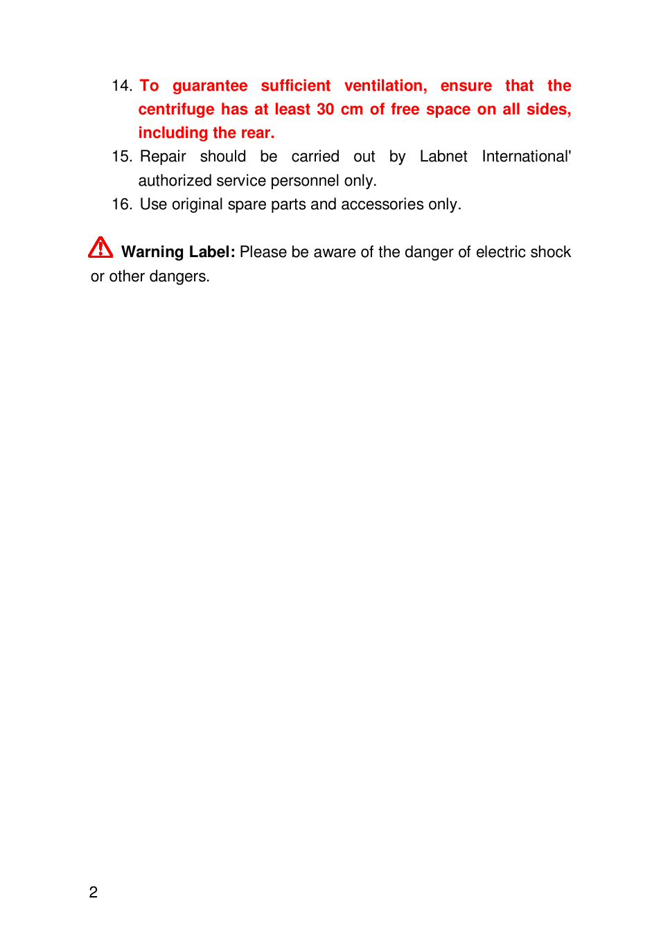 Labnet Prism R Refrigerated Microcentrifuge User Manual | Page 5 / 24