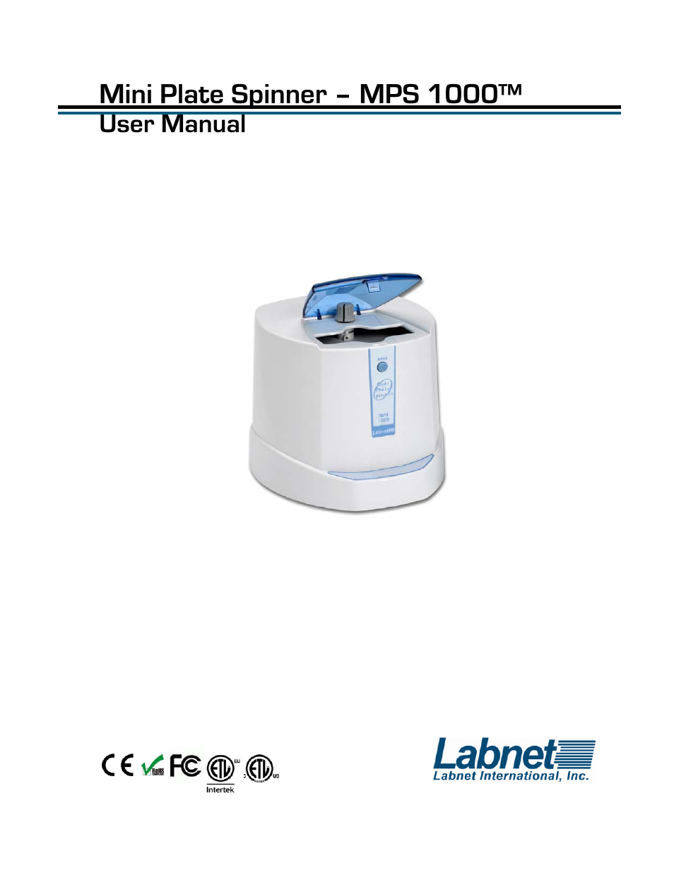 Labnet MPS 1000 Mini PCR Plate Spinner User Manual | 8 pages