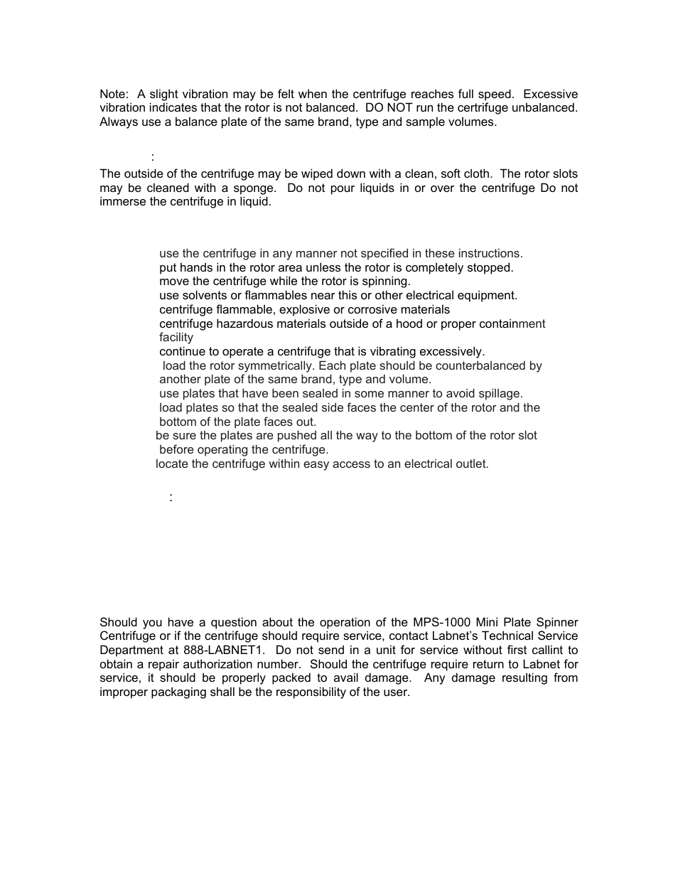 Labnet MPS 1000 Mini PCR Plate Spinner User Manual | Page 3 / 8