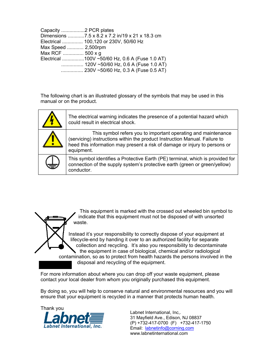 Labnet MPS 1000 Mini PCR Plate Spinner User Manual | Page 4 / 8