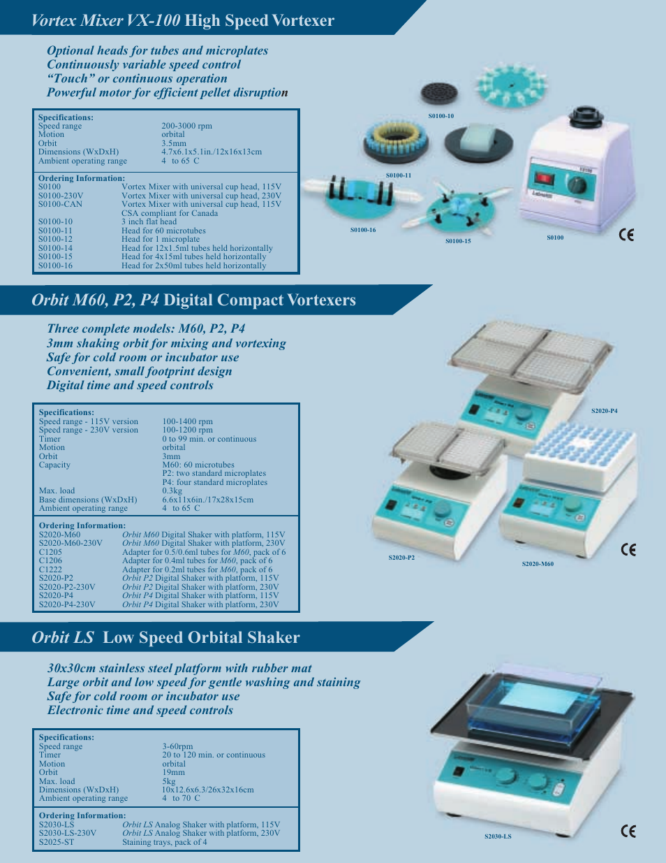 Orbit m60, p2, p4 digital compact vortexers, Three complete models: m60, p2, p4, 3mm shaking orbit for mixing and vortexing | Safe for cold room or incubator use, Convenient, small footprint design, Digital time and speed controls, Optional heads for tubes and microplates, Continuously variable speed control, Touch” or continuous operation, Powerful motor for efficient pellet disruptio n | Labnet Shakers and Shaking Incubators Selection Guide User Manual | Page 2 / 6