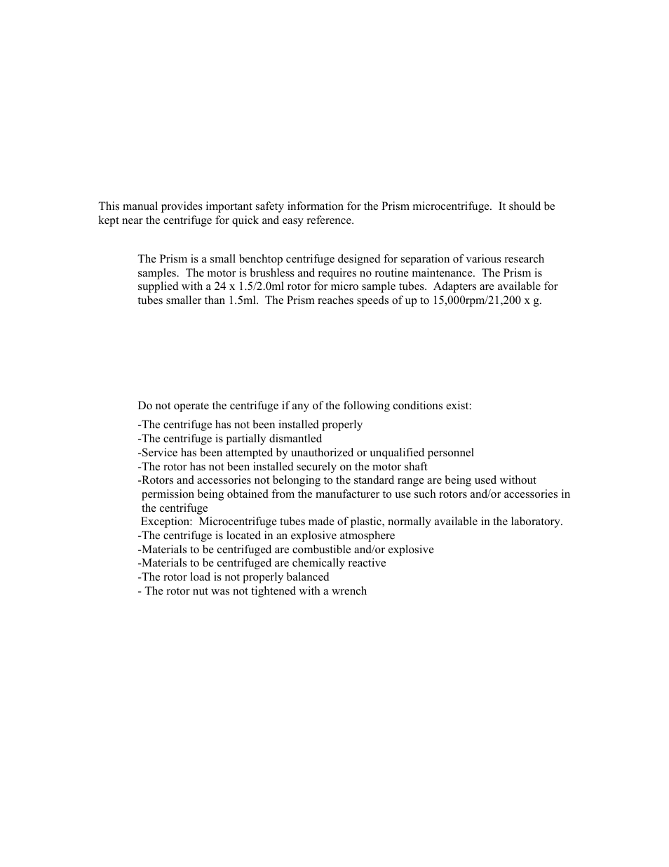 Labnet Prism Air-Cooled Microcentrifuge (C2500) User Manual | Page 5 / 20