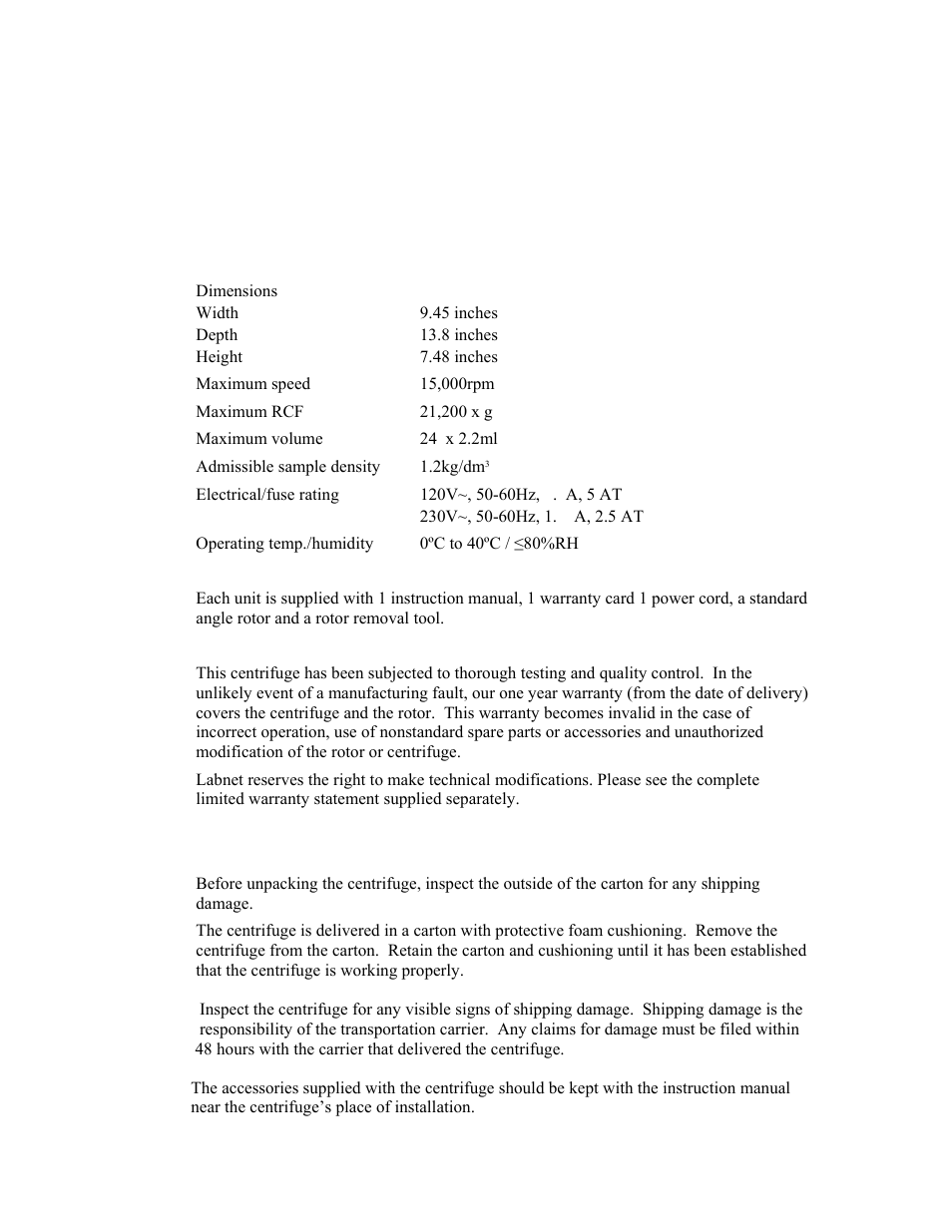Labnet Prism Air-Cooled Microcentrifuge (C2500) User Manual | Page 6 / 20