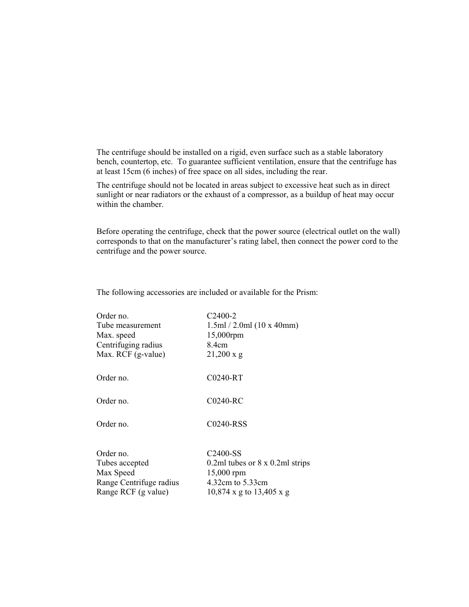 Labnet Prism Air-Cooled Microcentrifuge (C2500) User Manual | Page 7 / 20