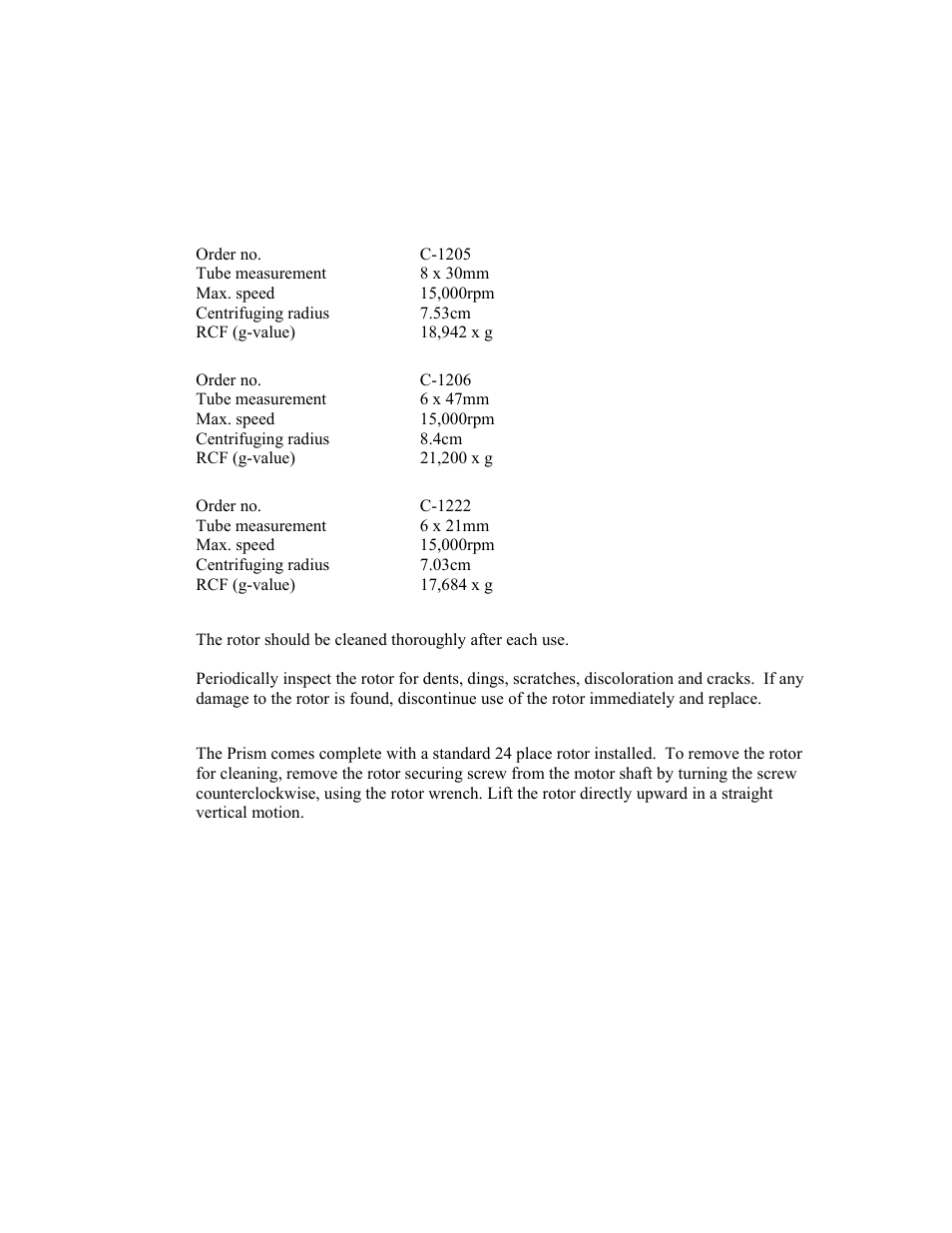 Labnet Prism Air-Cooled Microcentrifuge (C2500) User Manual | Page 8 / 20