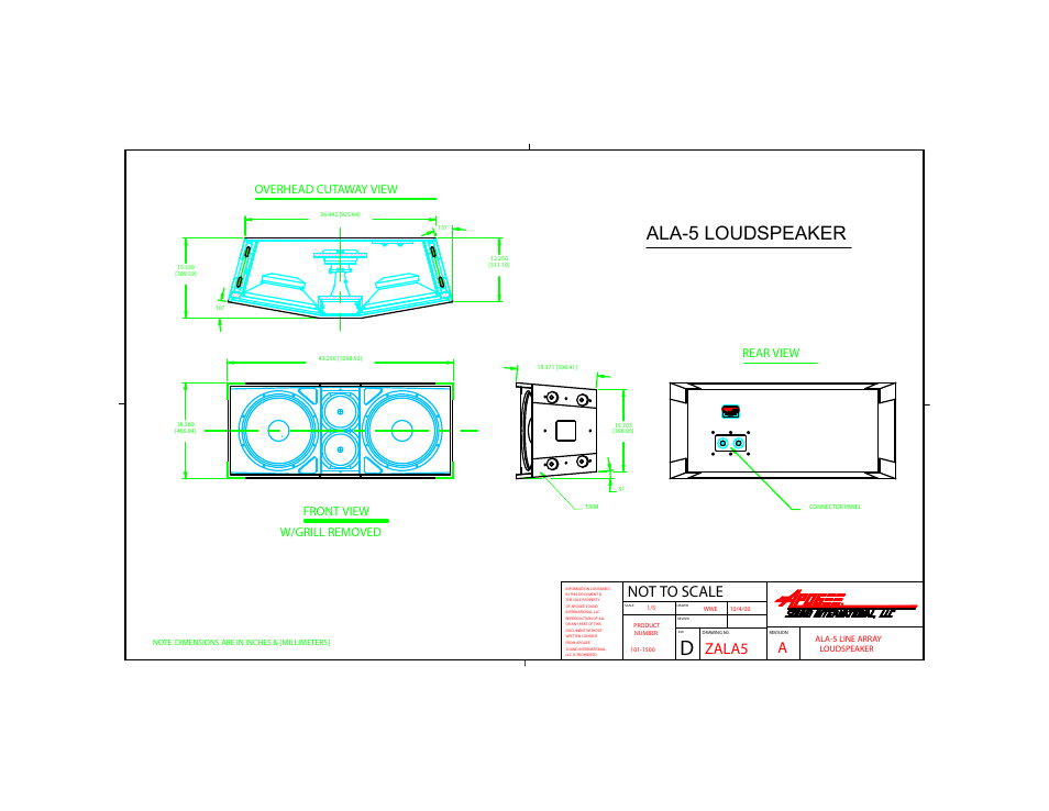 Bogen Loudspeaker ALA-5 User Manual | 1 page