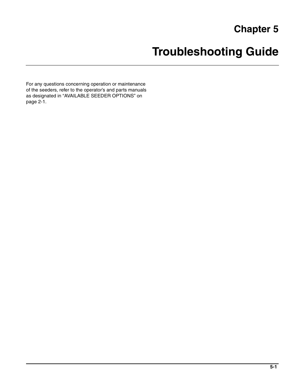 Troubleshooting guide, Chapter 5 | Landoll 4630-36 Folding Seeder Operators Manual v.F-640-0513 05/2013 User Manual | Page 33 / 36