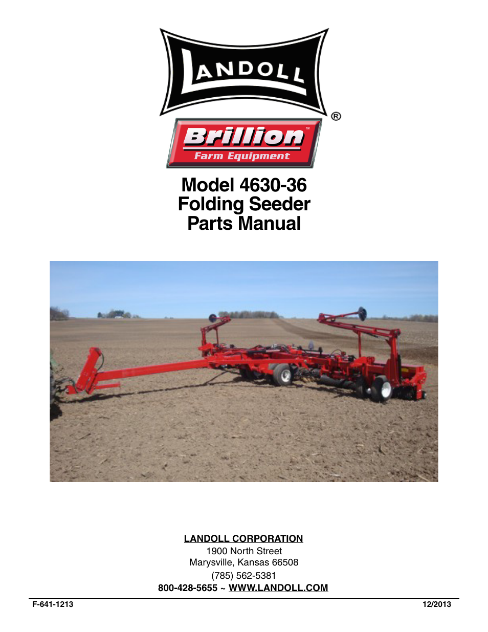 Landoll 4630-36 Folding Seeder Parts Manual v.F-641-1213 12/2013 User Manual | 76 pages