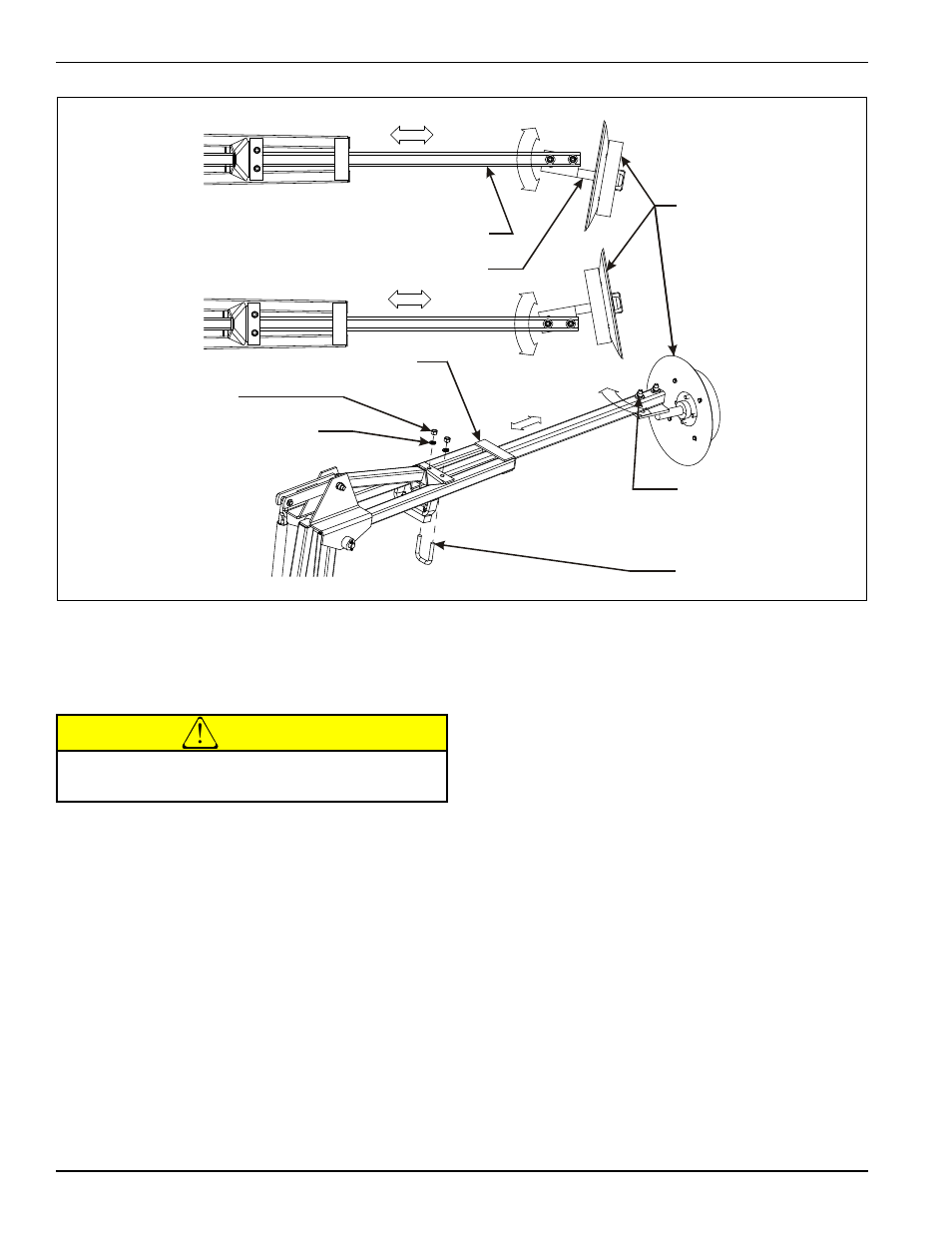 Figure 4-9: hydraulic row marker adjustment, Hydraulic row marker disc adjustment (option), Caution | Landoll 4630-36 Folding Seeder Operators Manual v.F-640-0313 03/2013 User Manual | Page 30 / 40