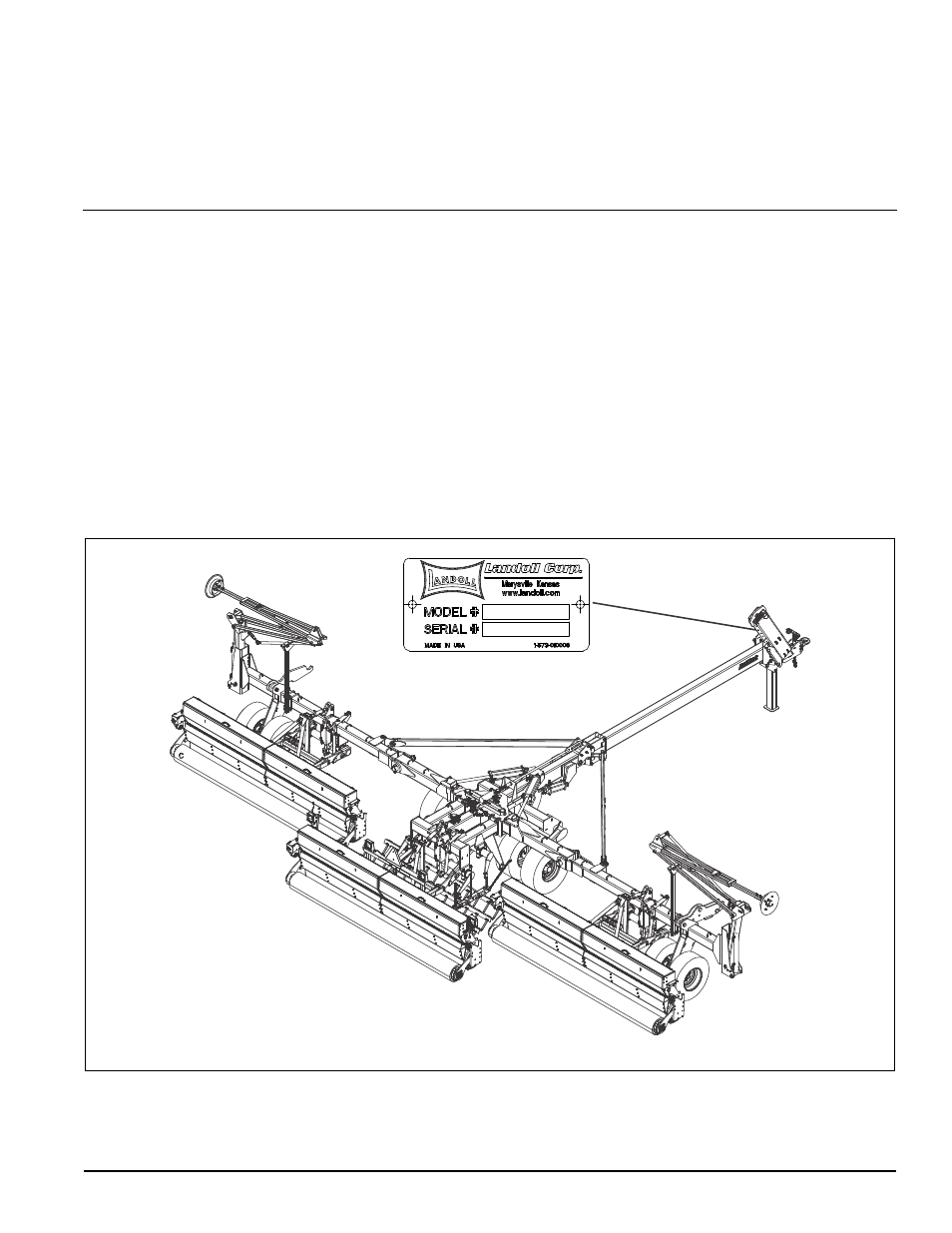 Instructions for ordering parts, Figure 1-1: identification plate and location, Chapter 1 | Landoll 4630-36 Folding Seeder Parts Manual v.F-641-0313 03/2013 User Manual | Page 5 / 70