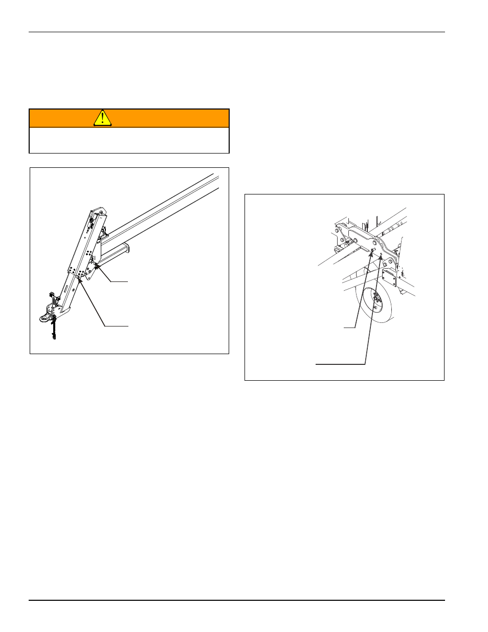 Transport locks, Figure 4-2: telescoping hitch transport lock, Figure 4-3: folded seeder transport lock | Warning | Landoll 4630-36 Folding Seeder Operators Manual v.F-640-0513 05/2013 User Manual | Page 22 / 40