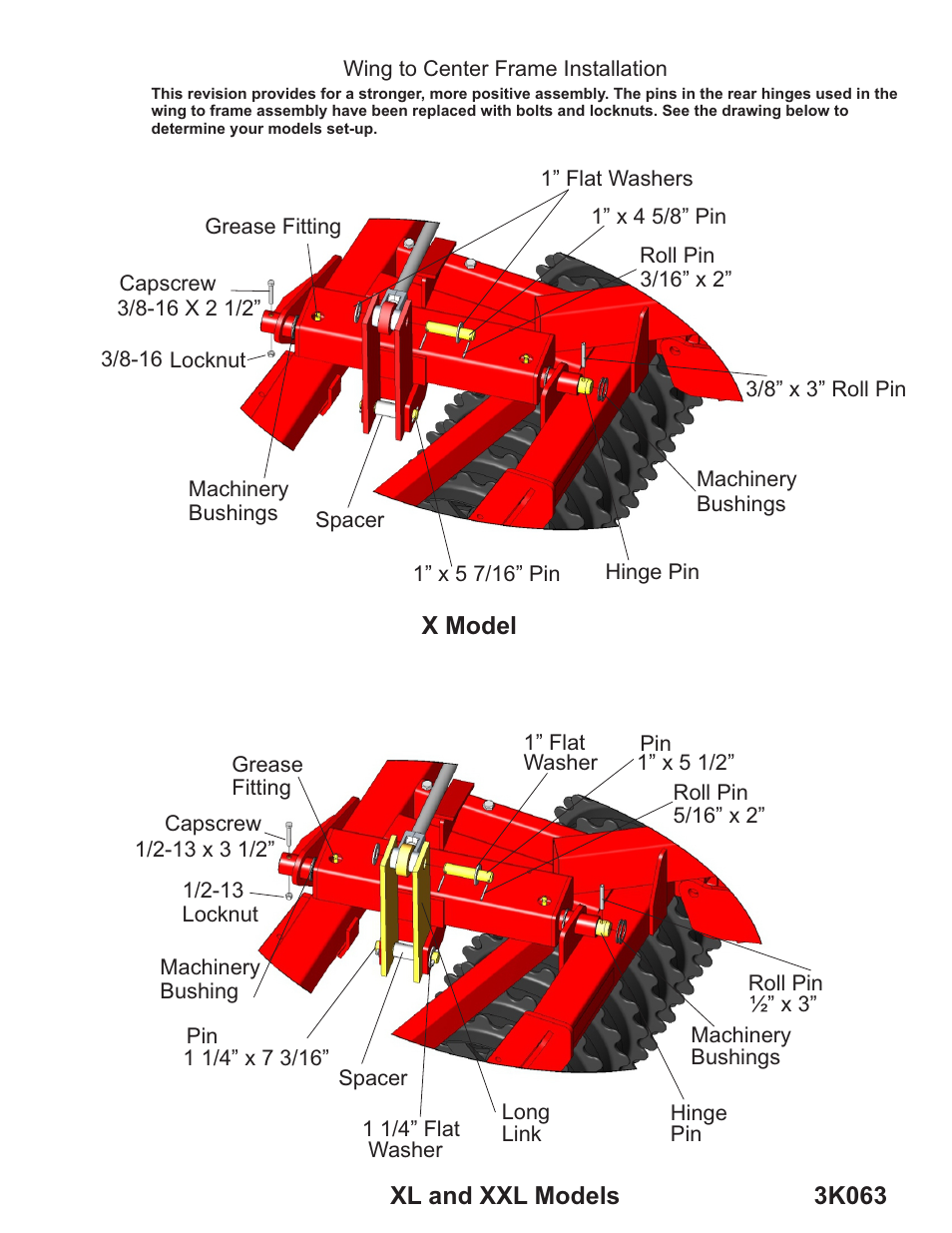 Landoll 3K063_XXL Wing to Center Frame Installation User Manual | 1 page