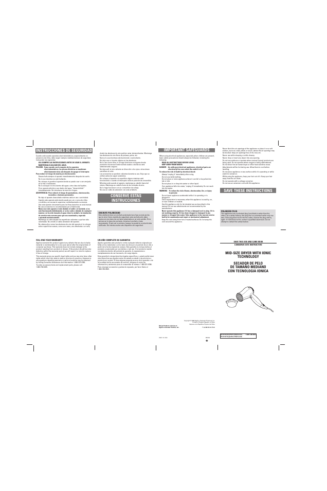 Important safeguards, Save these instructions | Belson CM2938 User Manual | Page 2 / 2