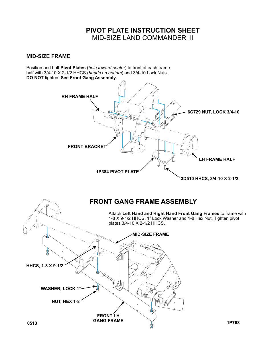 Landoll PIVOT PLATE MID-SIZE LAND COMMANDER III User Manual | 1 page