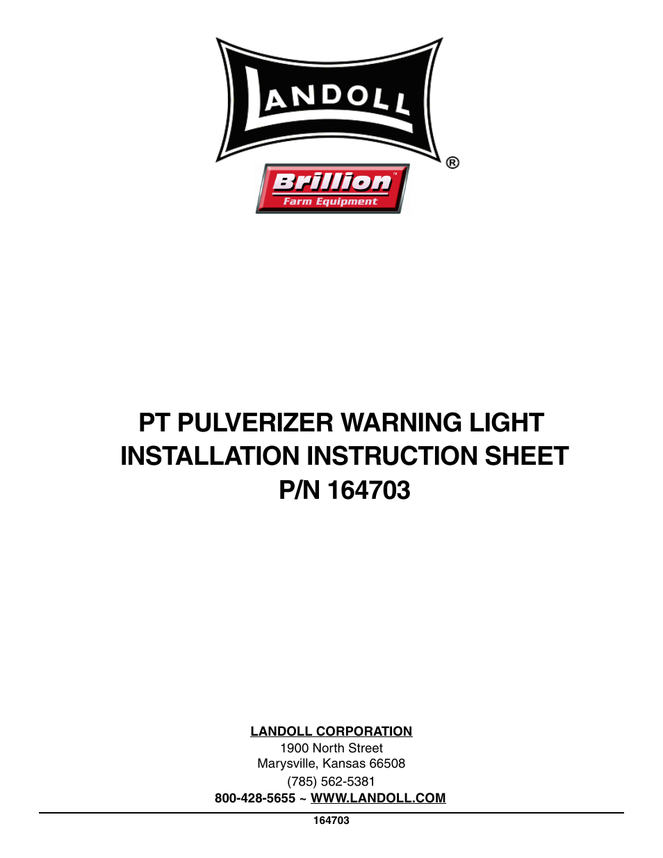 Landoll 164703 PT PULVERIZER WARNING LIGHT User Manual | 12 pages