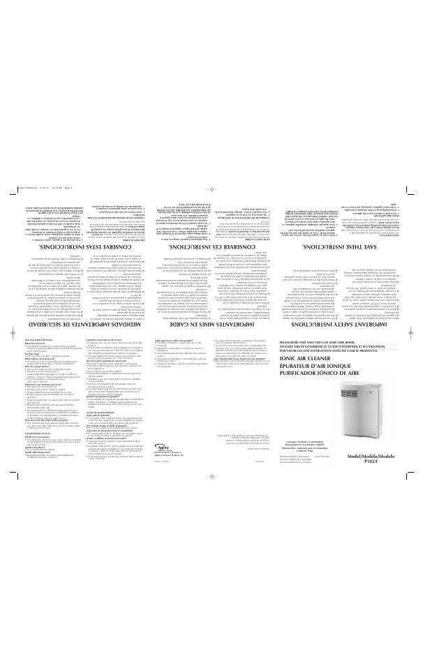 Save these instructions, Conserve est as instrucciones, Conserver ces instructions | Model/modèle/modelo p1023 | Belson P1023 User Manual | Page 2 / 2