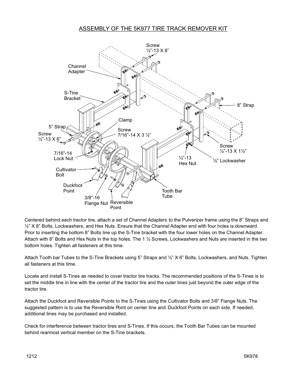 Landoll 5K977 TIRE TRACK REMOVER KIT User Manual | 2 pages