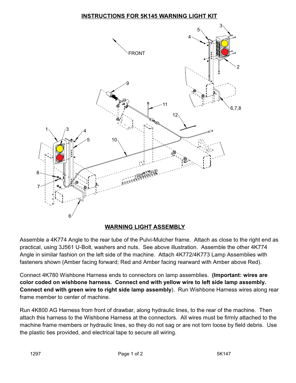 Landoll 5K145 WARNING LIGHT KIT User Manual | 2 pages