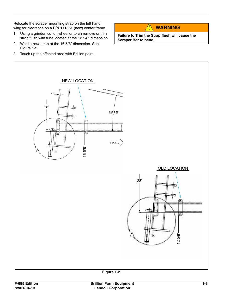 Warning | Landoll 174282 FRAME REPLACEMENT KIT User Manual | Page 3 / 4