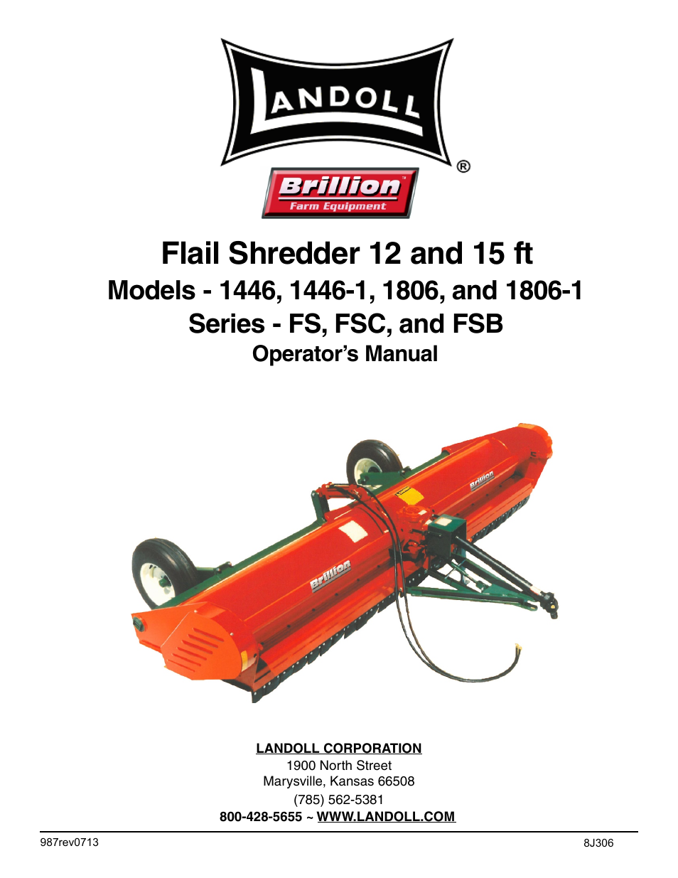 Landoll 1806/1806-1 FS, FSC, FSB Series Flail Shredder User Manual | 24 pages