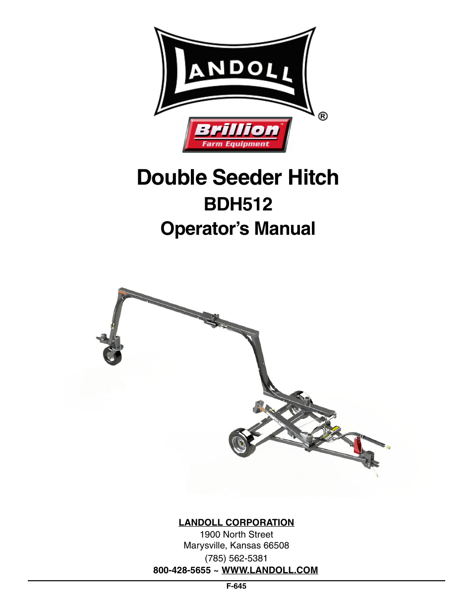 Landoll BDH512 Double Seeder Hitch User Manual | 38 pages