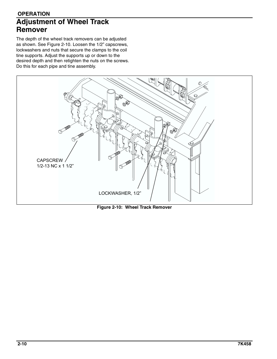 Adjustment of wheel track remover | Landoll LSS6 Landscape Grass Seeder User Manual | Page 20 / 34