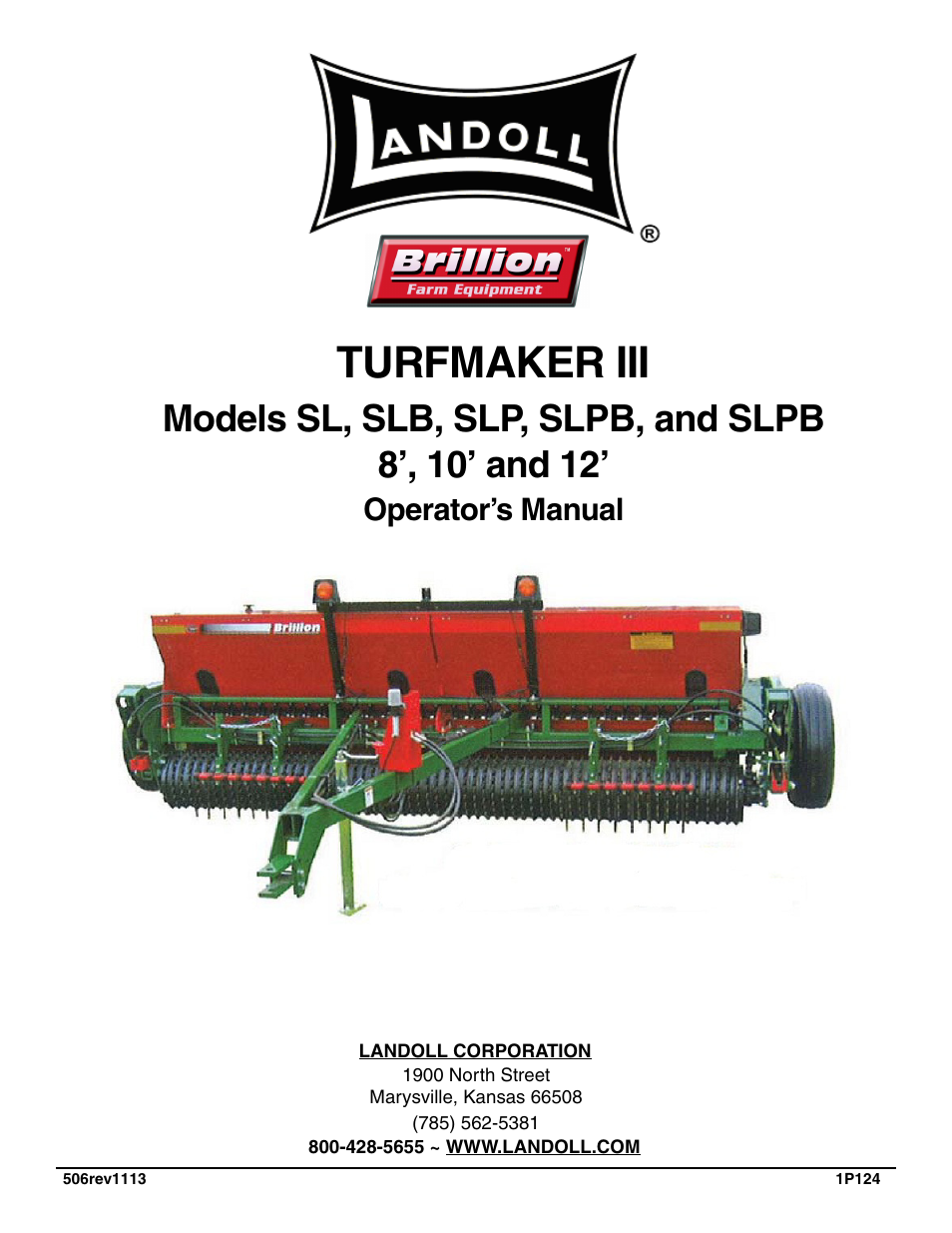 Landoll SL/SLB/SLP/SLPB/SLPB TURFMAKER III User Manual | 58 pages