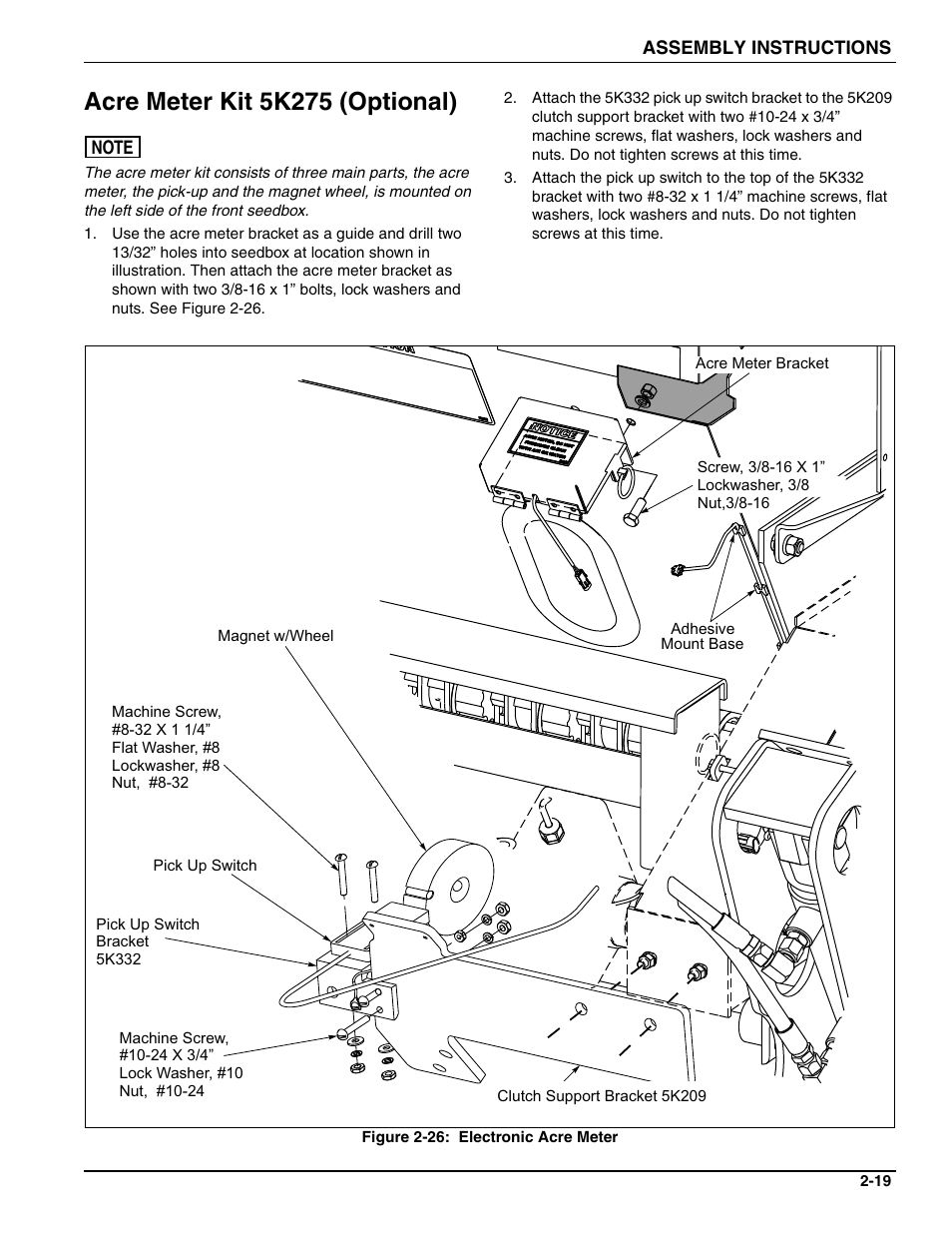 Acre meter kit 5k275 (optional) | Landoll SL/SLB/SLP/SLPB/SLPB TURFMAKER III User Manual | Page 29 / 58