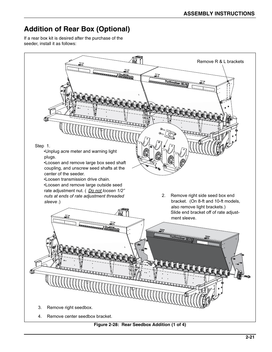 Addition of rear box (optional) | Landoll SL/SLB/SLP/SLPB/SLPB TURFMAKER III User Manual | Page 31 / 58