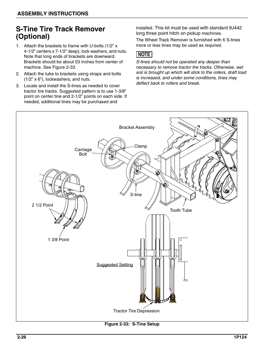 S-tine tire track remover (optional) | Landoll SL/SLB/SLP/SLPB/SLPB TURFMAKER III User Manual | Page 36 / 58