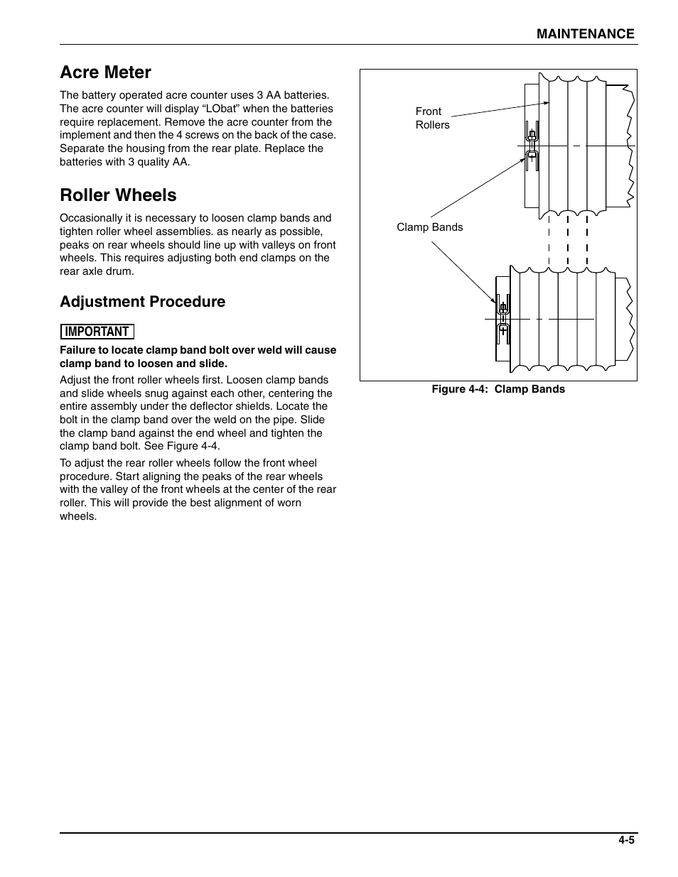 Acre meter, Roller wheels, Adjustment procedure | Landoll SL/SLB/SLP/SLPB/SLPB TURFMAKER III User Manual | Page 53 / 58