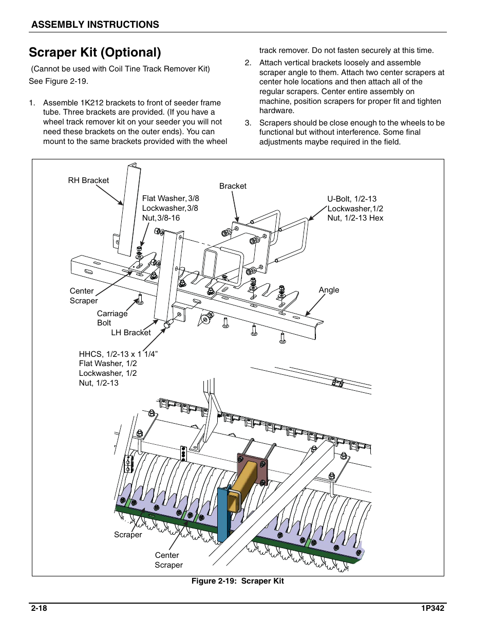 Scraper kit (optional) | Landoll SL 8, 10, 12 Turfmaker Seeder User Manual | Page 28 / 56