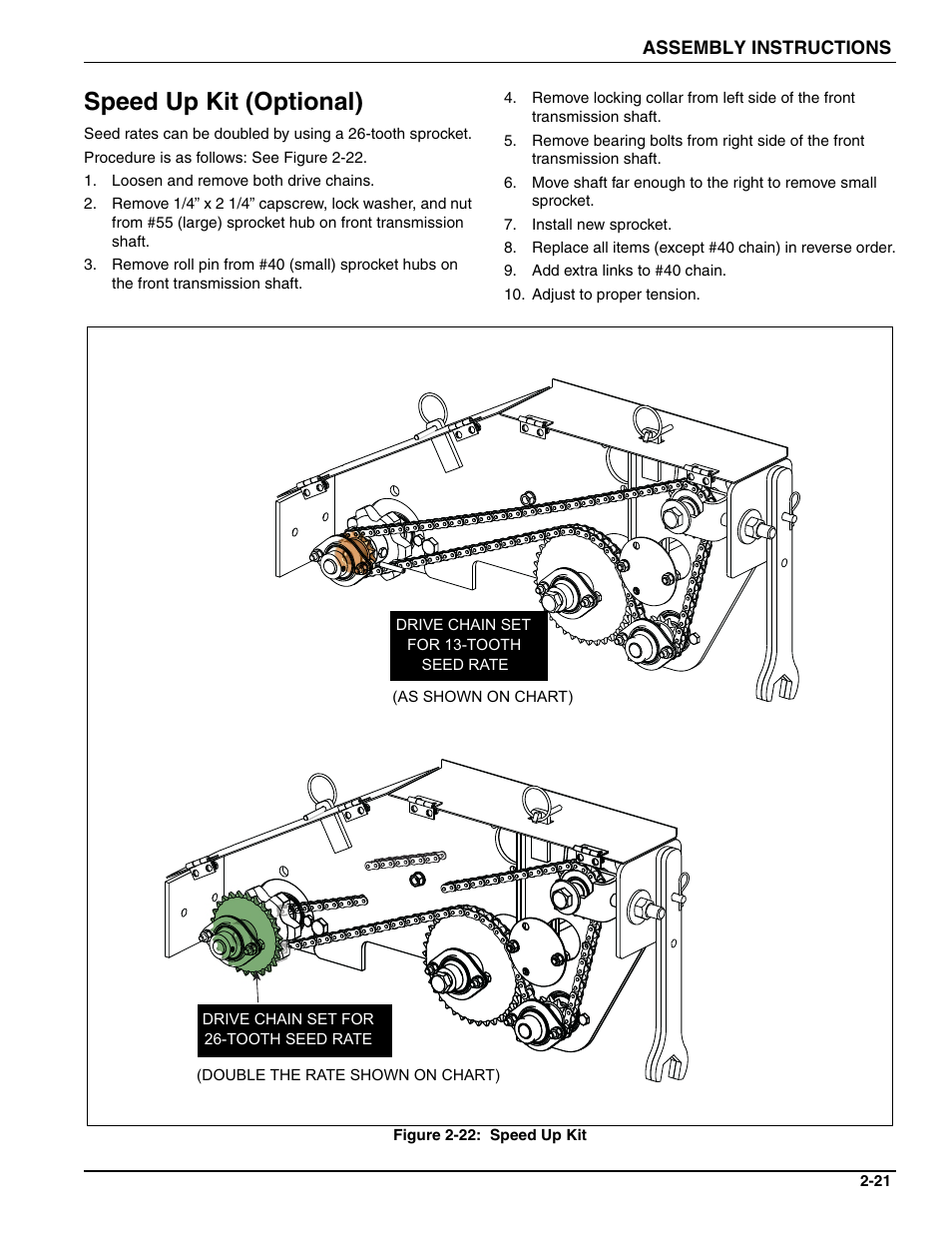 Speed up kit (optional) | Landoll SL 8, 10, 12 Turfmaker Seeder User Manual | Page 31 / 56