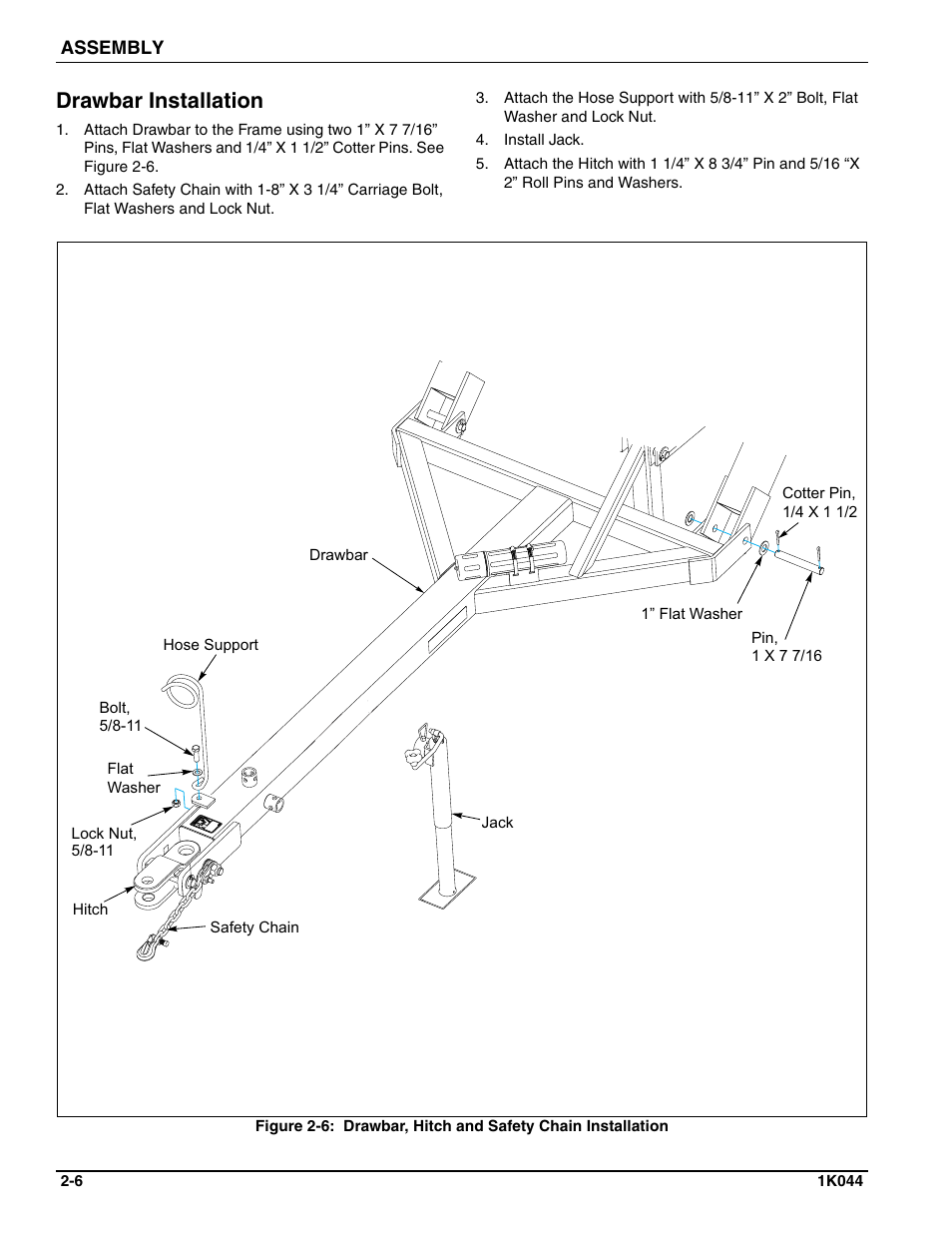 Drawbar installation | Landoll MCL/MCC/MCLS/MLCS/MCCS 1483, 1643, 1803 RIGID PULVI-MULCHER User Manual | Page 16 / 52